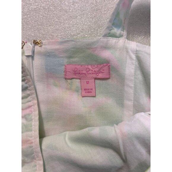 Lilly Pulitzer Fryer Elephant Ears Cotton Green Pink Poplin Shift Dress 12 Fits - Picture 6 of 6